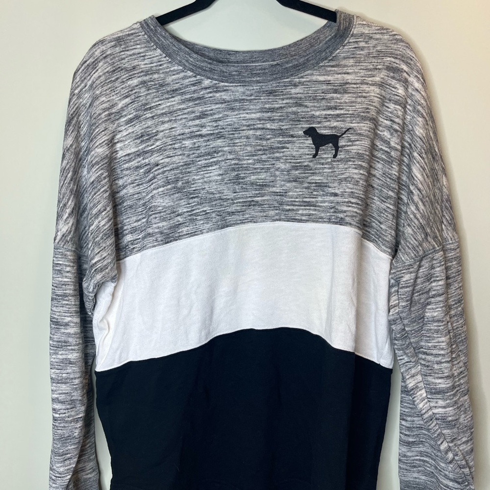 Gray and White Colorblock Sweatshirt